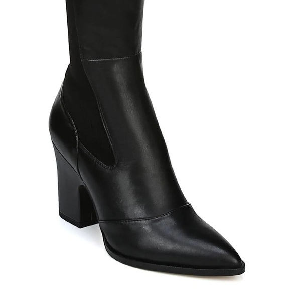 Sam Edelman $225 Natasha Over The Knee Black Leather Chunky Heel Boot Size 6.5 - Picture 4 of 11